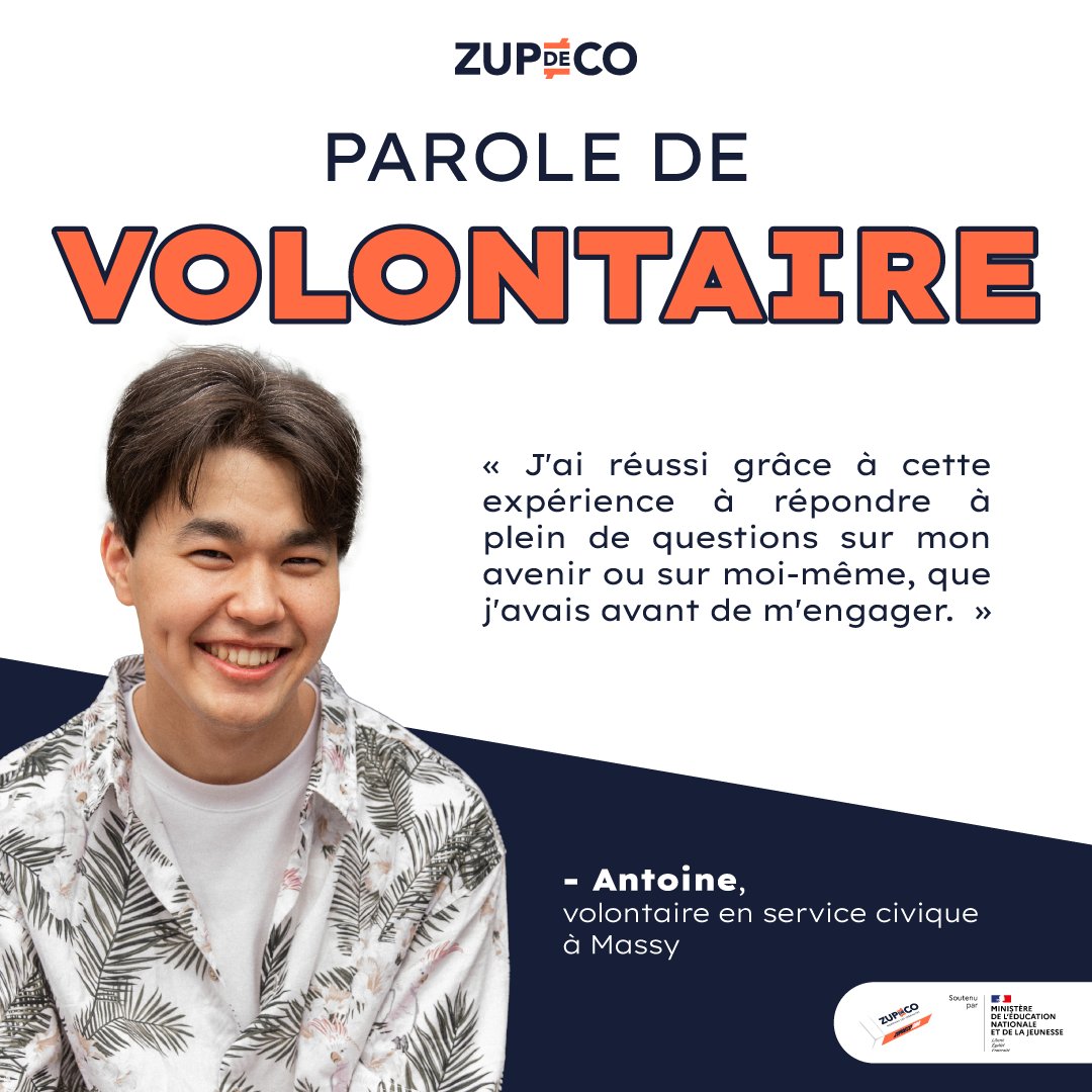 ZUPdeCO (@zupdeco) on Twitter photo 📣 Parole de volontaire ! 
“Je n'ai pas regretté une seule fois de m'être engagé. C'était parfait dans mon cas pour la réorientation."
🚀 Comme Antoine, deviens volontaire en service civique !
👉 welcometothejungle.com/fr/companies/z…
#association #impact #éducation #égalitédeschances 📣 Parole de volontaire ! 
“Je n'ai pas regretté une seule fois de m'être engagé. C'était parfait dans mon cas pour la réorientation."
🚀 Comme Antoine, deviens volontaire en service civique !
👉 welcometothejungle.com/fr/companies/z…
#association #impact #éducation #égalitédeschances