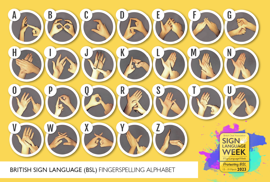SalfordCO_NHS's tweet image. 👇 On #SignLanguageWeek, take 5 minutes to check out @BDA_Deaf's fingerspelling card to help you communicate in BSL!
Our Salford Sensory Team offer support to people living with hearing impairments.
You can reach them via:
📱 07712 402 994
🖥️ salford.socialservices@nca.nhs.uk