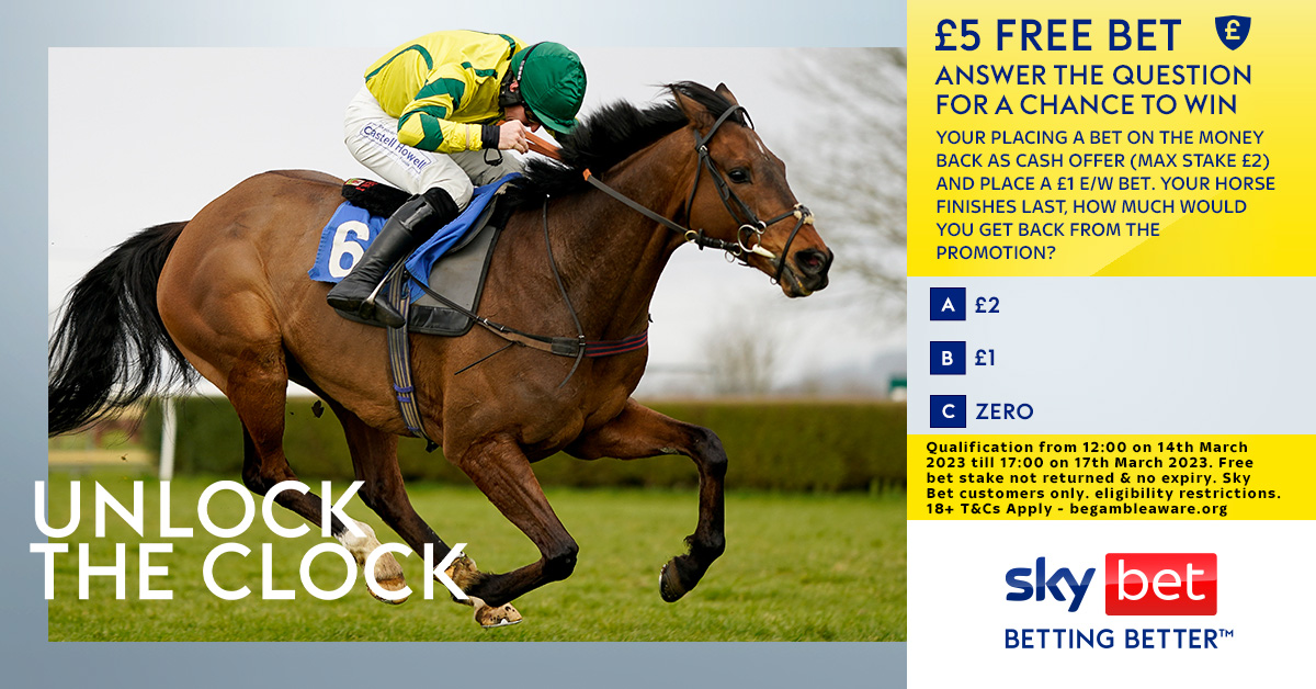 SkyBetHelp's tweet photo. 🔍 Answer's each day will give you the numerical code you need for Friday's final competition to #UnlocktheClock

Open until 5pm

T&amp;C's 📖 https://t.co/aZhjrVMA9S

#ShowUsYouKnowUs #Cheltenham2023 https://t.co/7FBerHAT4o