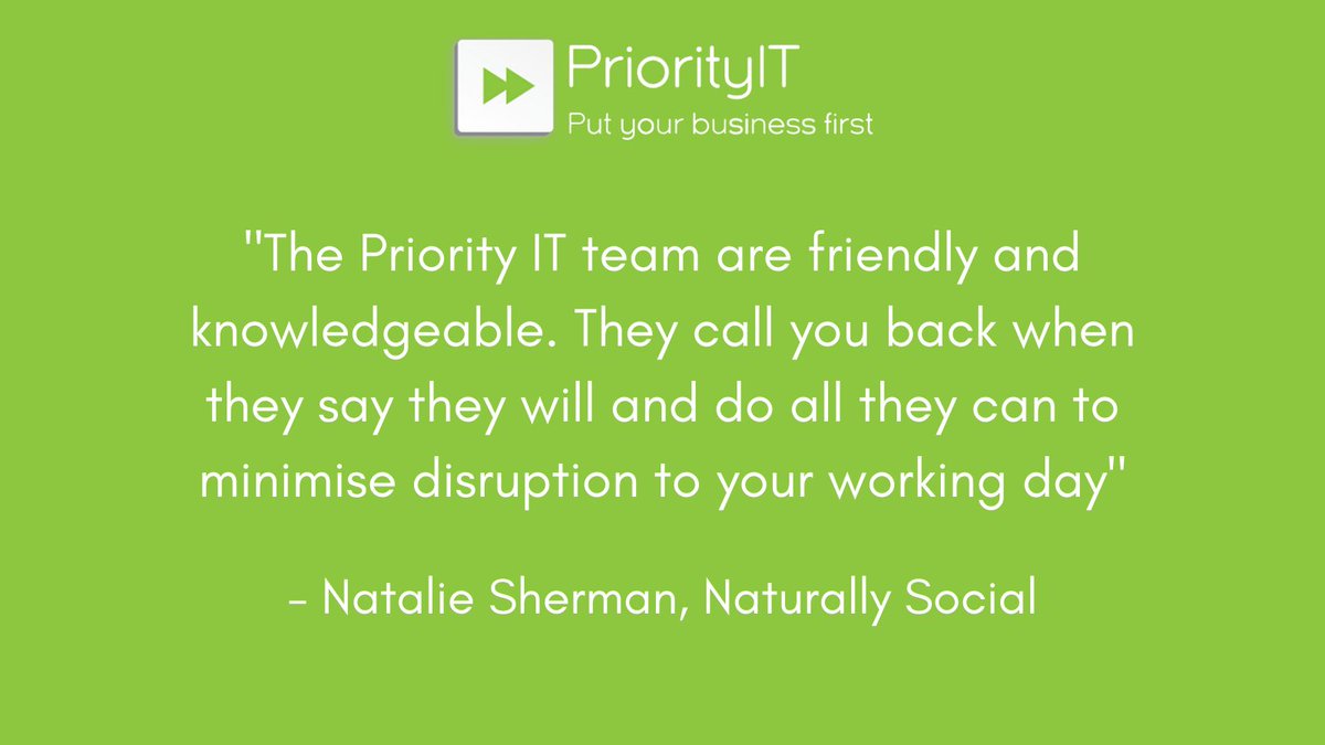 PriorityIT's tweet photo. The Priority IT team are friendly and knowledgeable. They call you back when they say they will and do all they can to minimise disruption to your working day" - @Nat_lucks, @NlySocial https://t.co/1Sif4Gya1H