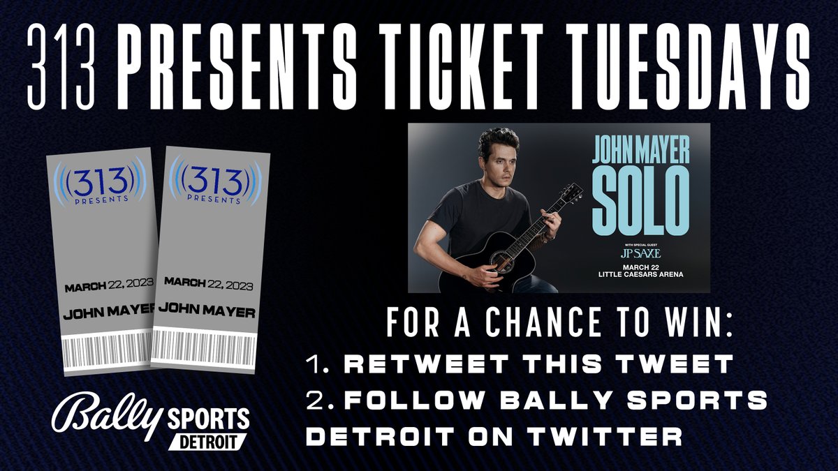 🎟️ 313 PRESENTS TICKET TUESDAYS 🎟️

Your chance to win tickets to an upcoming <a href="/313Presents/">313Presents</a> event/concert in Detroit! 

How to enter:
➖Retweet this tweet
➖Follow @BallySportsDET

No purchase necessary. MI and OH residents only. 18+. See full rules at bit.ly/313Contest