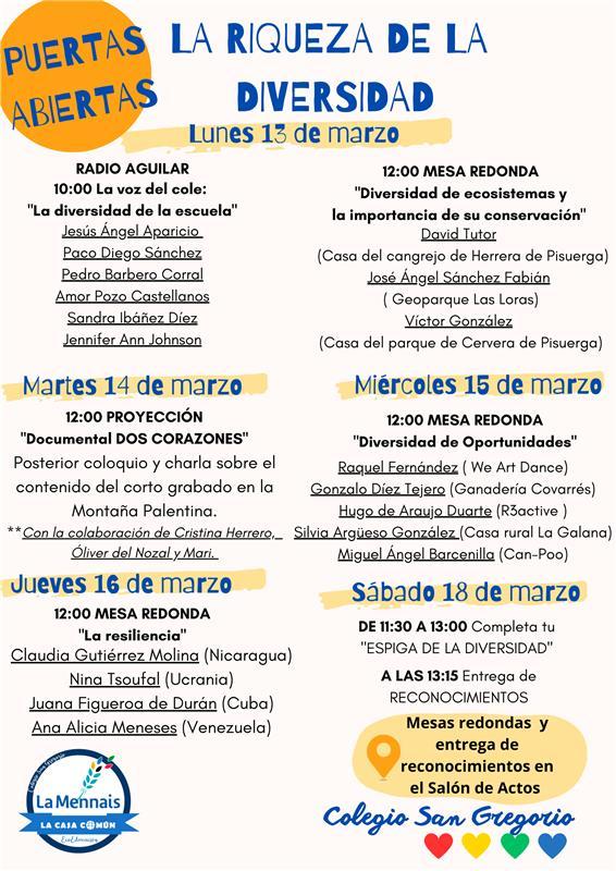 colsangregorio's tweet photo. La Semana temática #lariquezadeladiversidad del lunes día 13, al sábado 18 de marzo #Openday
Os invitamos desde nuestra escuela a participar y ser #conscientes #comprometidos con la pluralidad y diversidad del 🌎
#LaMennais #AguilarDeCampoo #MontañaPalentina #PasiónporlaEducación https://t.co/6RcFV8jPN3