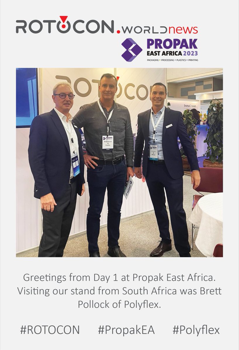 ROTOCON_'s tweet image. Greetings from Day 1 at Propak East Africa. Visiting our stand from South Africa was Brett Pollock of Polyflex.

#ROTOCON #PropakEA #Polyflex