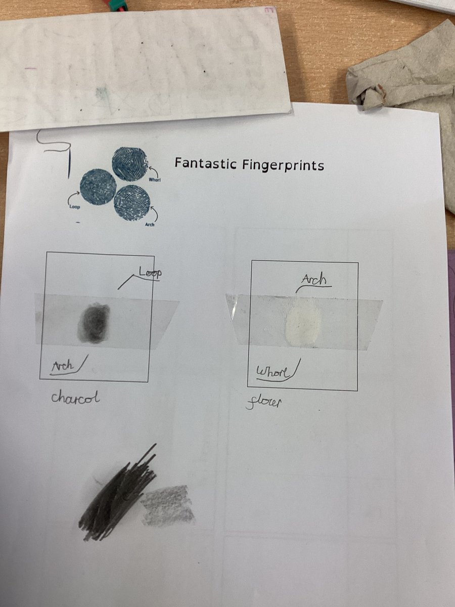 glenfromep's tweet photo. We took our fingerprints in charcoal and flour to see which showed loops, whorls or arches. #Beechclass #scienceday #fantasticfingerprints https://t.co/ODsNoKiIOO