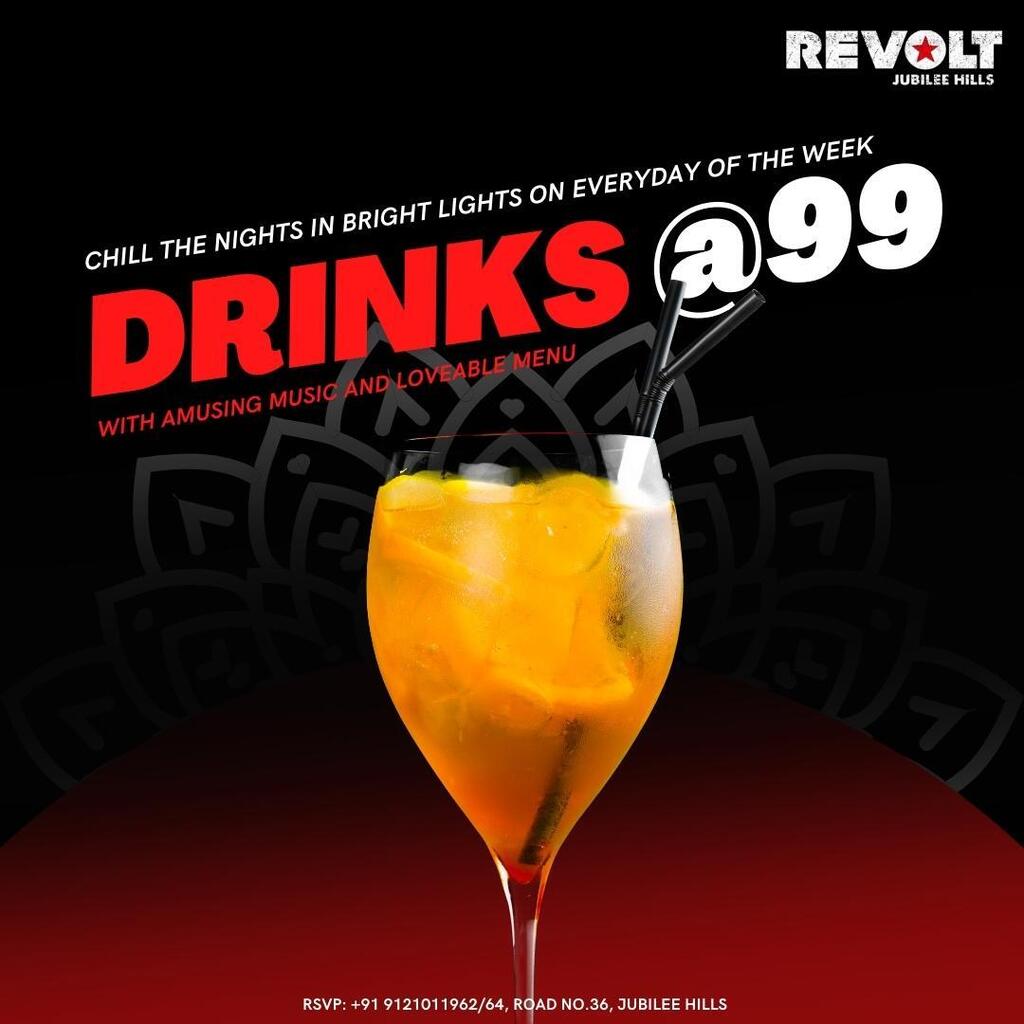 RevoltBnK's tweet photo. Let your day take an upturn with cheers, clinks, and great food! Join us for the 99 Menu and give yourself a break you deserve.

.
.
.
.
.
📞+91 9121011962/64 for reservations.
.
.
.
.
.
#happyhours #beers #tapas #food #snacks #munchies #happyhours #n… https://t.co/ILNCW8QWM8 https://t.co/L0Uf9ORATr