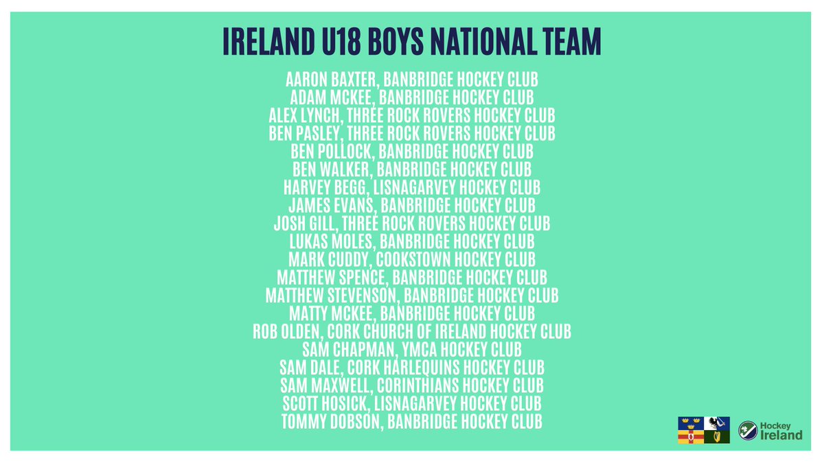 The Following list of U18 Boys have been selected to travel to 4 Nations Tournament in Walcz, Poland from 7-10 April 2023.

Congratulations to the players who demonstrated excellence and determination 👏

Find the full list of teams &amp; staff in the link in bio ☝

#HockeyIreland