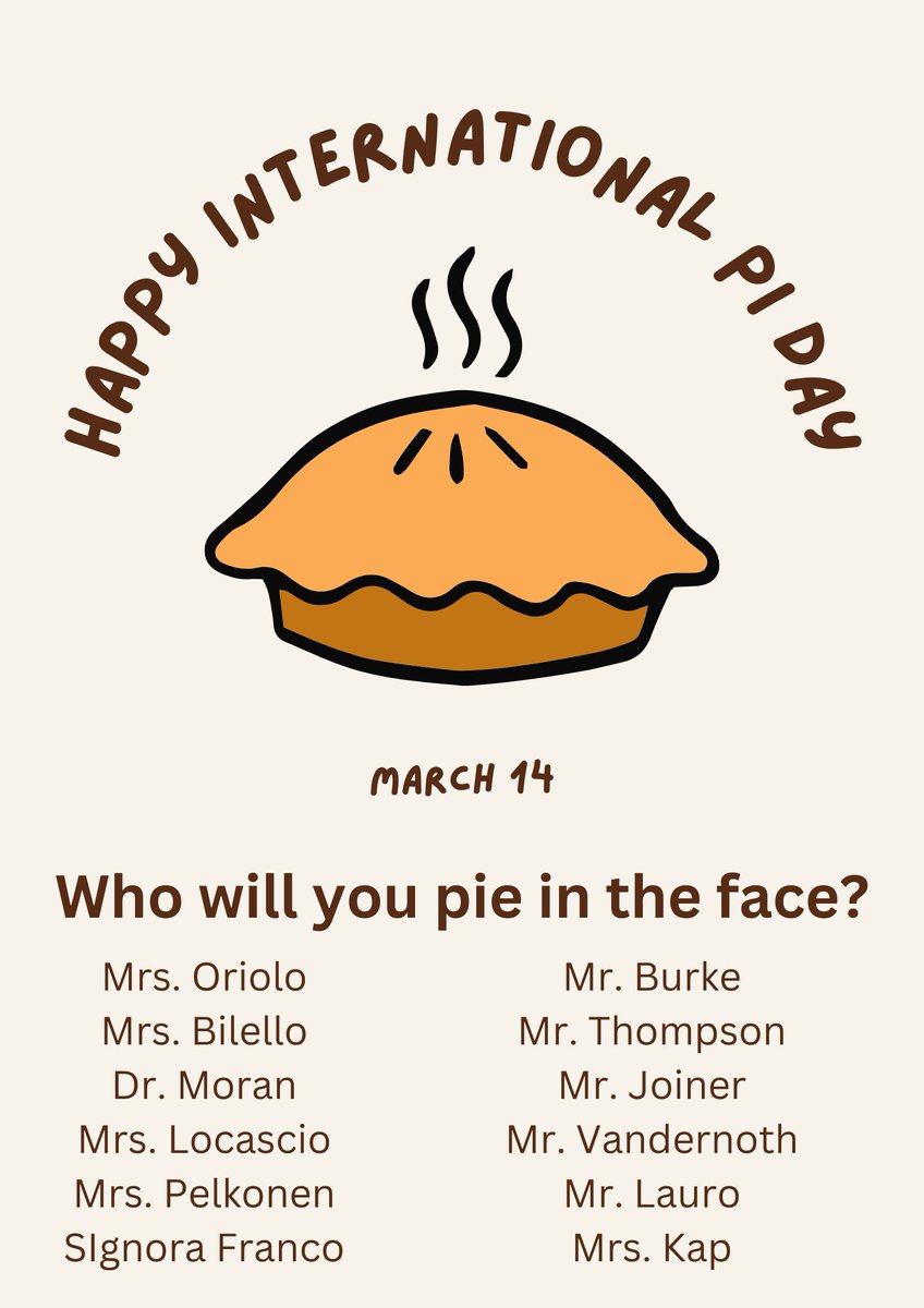 Happy Pi Day! Excited for our first annual Pie in the Face Challenge!