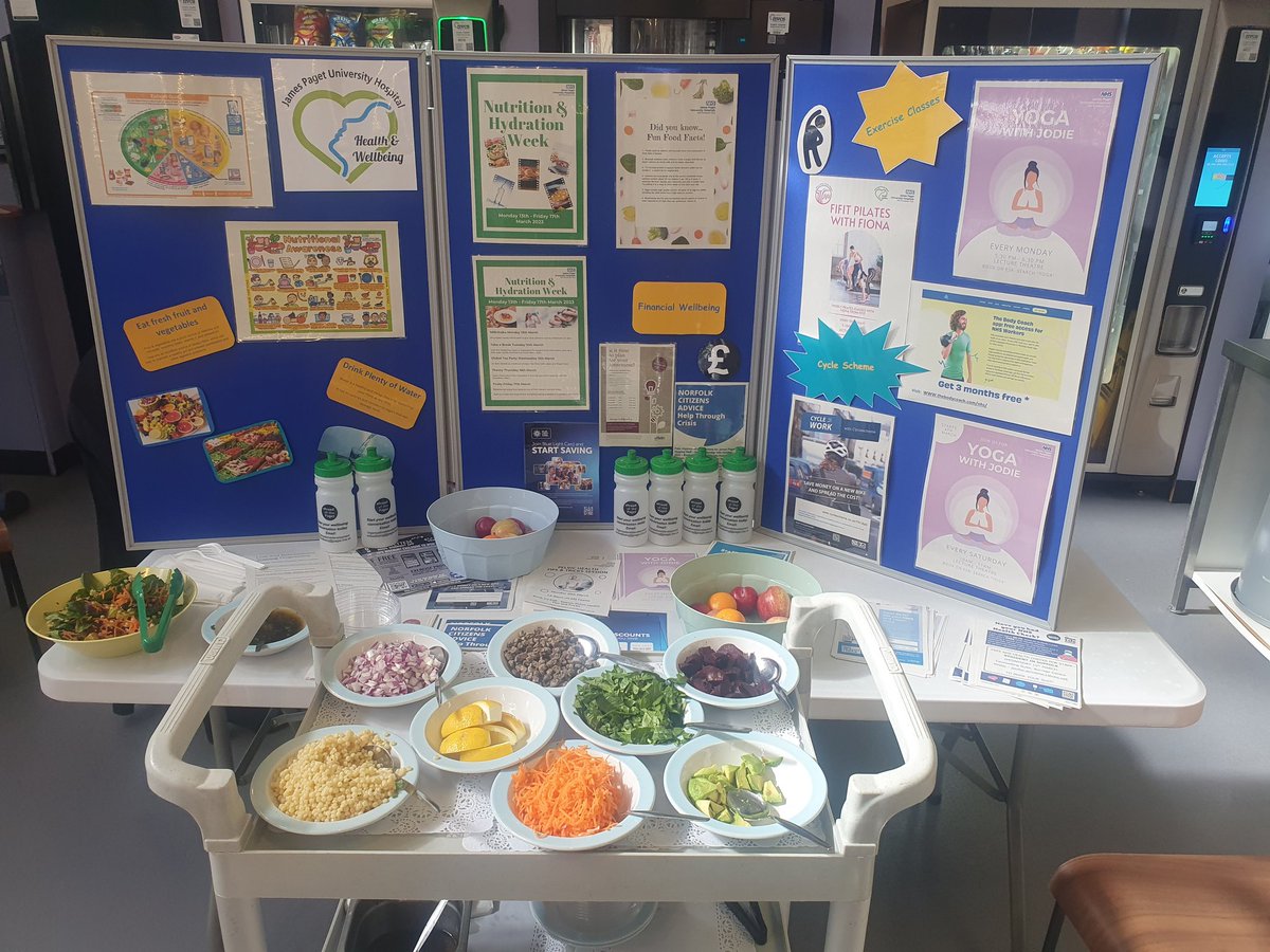Rachel Brice (@rachelbrice7) on Twitter photo Nutrition and Hydration week! Help yourself to a taster of a beautiful salad, piece of fruit and some information of how we can keep our minds and body healthy. Thank you <a href="/JamesPagetNHS/">JPUH NHS FT</a> Nutrition and Hydration week! Help yourself to a taster of a beautiful salad, piece of fruit and some information of how we can keep our minds and body healthy. Thank you <a href="/JamesPagetNHS/">JPUH NHS FT</a>