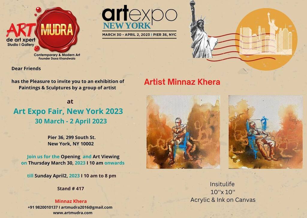Dear friends,

Watch out for this space! Save the Date..

Tick Tock …Countdown Begins Starts..
Gear up..Ready Steady &amp; Go..

I Minnaz Khera, am very excited to be a part of the #Art Expo Fair, New York's #30 March -2 April 2023 edition, under the panel of #Artmudra - de art …