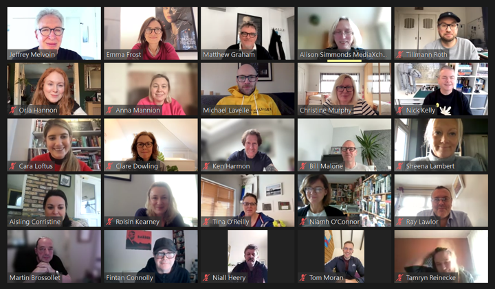 mediaxchangeltd's tweet photo. Day 1 - Insightful session this morning with #JeffMelvoin, guests #EmmaFrost and #MatthewGraham and a very enthused group of participants joining us from Ireland, France, Switzerland, Germany and UK. 

Supported by @ScreenIreland through the Screen Stakeholders Funding Scheme https://t.co/WGIQsKDTKb