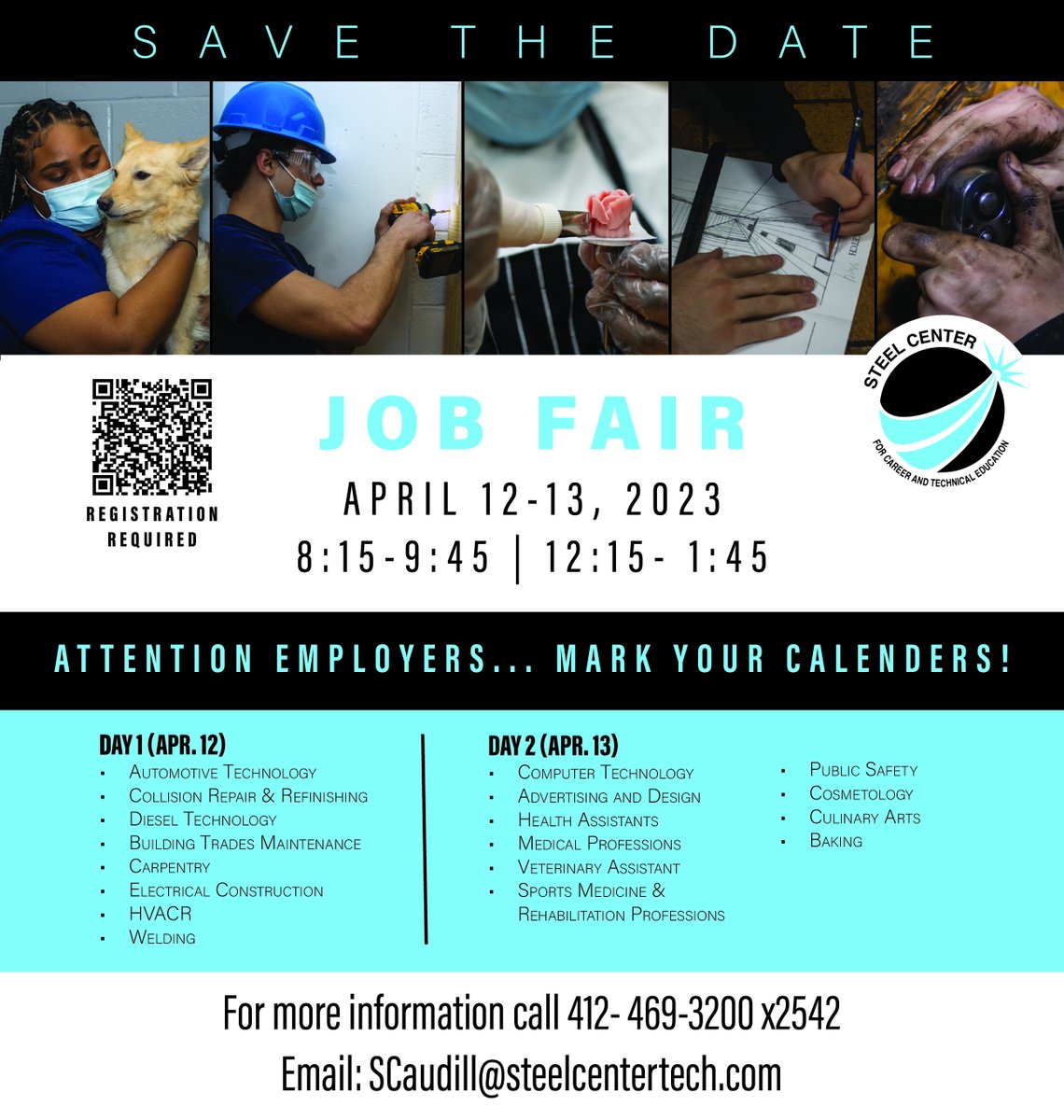 Calling on all employers who are interested in this year's Steel Center job fair. C'mon over to meet your future employees! #IndustryPartnerships #HireTheseKids #Pathway2Success