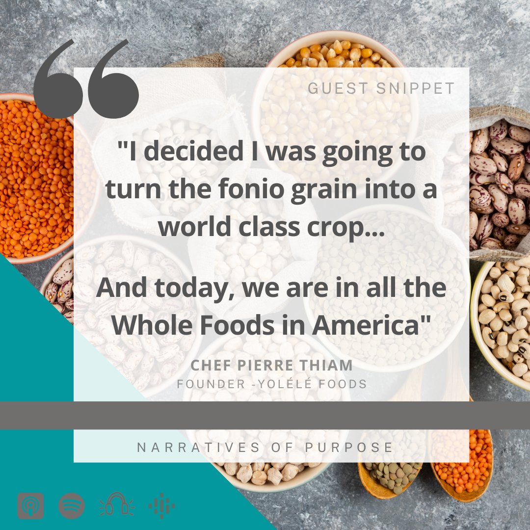 Ancient #grains & #Regen ag could be the key to a #sustainable #FoodSystems, planet and better #health for all 
🎧Ep.49 out today👉narratives-of-purpose.podcastpage.io/episode/explor…

@ChefPierreThiam @YoleleFoods @Snacktivistfood @Invest_RegenAg @sdaylevesque