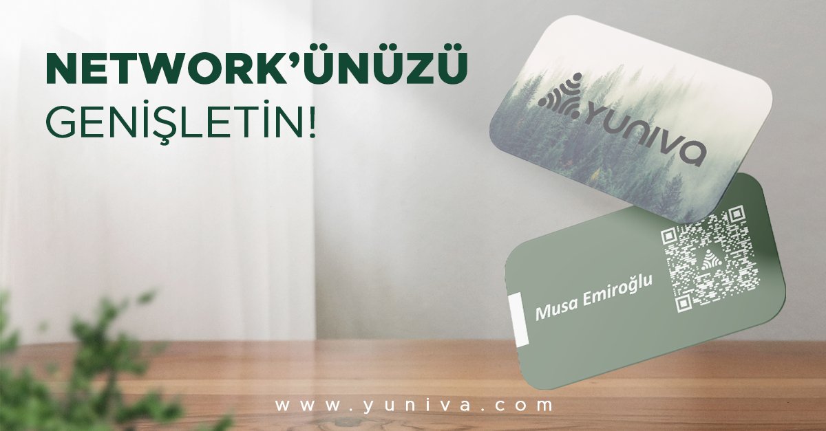 Network'ünüzü geliştirirken kullanacağın en etkili araç Yuniva Dijital Kartvizit olacak!
Üstelik Yuniva Dijital Kartvizit’e tek tıkla sahip olabilirsiniz.

Satın almak için👇
💻yuniva.com

#yunivacard #dijitalkartvizit #dijitalkart #nfccard #digitalbusinesscard