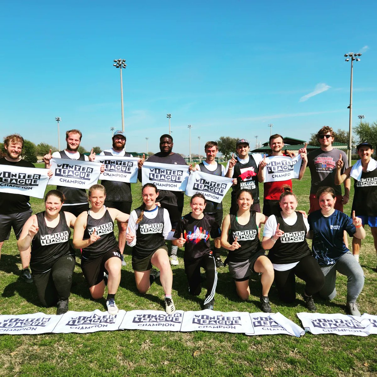 DFWUltimate's tweet photo. Congratulations to our Winter League 23 Champions Magic Scoober Bus(mixed) and Huckrats(open)!!!
#winterleague23 #ultimatefrisbee #dallasultimate https://t.co/GAw0LHiNCL