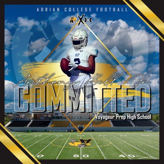 AnthonyBellJr1's tweet photo. Im blessed to say that I will be committing to Adrian College⚫️🌕 @AdrianCollegeFB @JimFDeere @Detroit_VCPFB https://t.co/pfEAhpAgRc