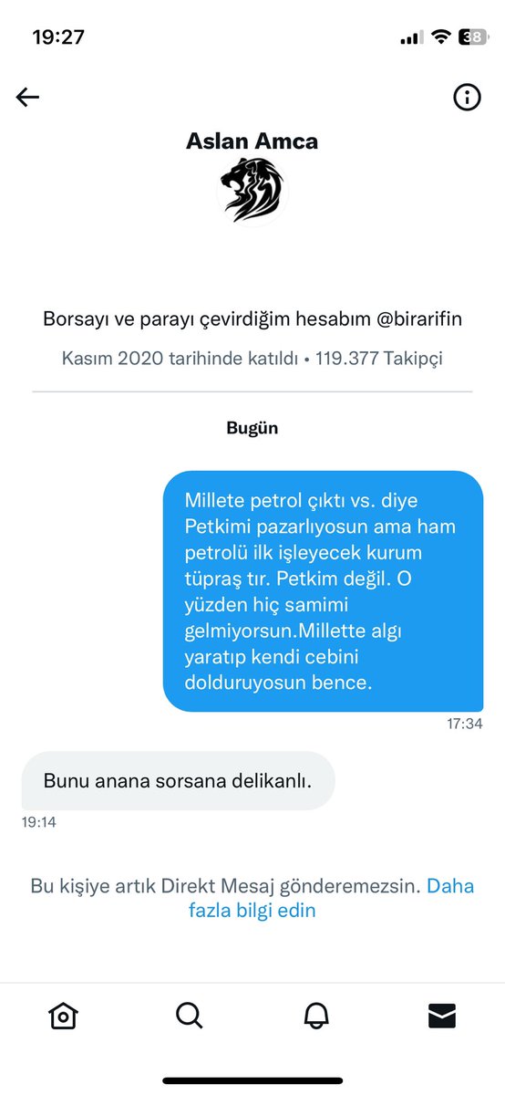 suphia79's tweet photo. Bu,ilgili şahsın en son hesabı olmakla brlikte @aslanamca1983 gibi sürekli yeni hesaplr açarak insanları belirli hisse senetleri üzerinden manipülasyon yaparak çıkar sağlamaktadr.İşine gelmeyen sorulara da aşağıdaki gibi cvp vrmektedr.Lütfen gereğini yapn@TC_icisleri @EmniyetGM https://t.co/EOooUunM3n