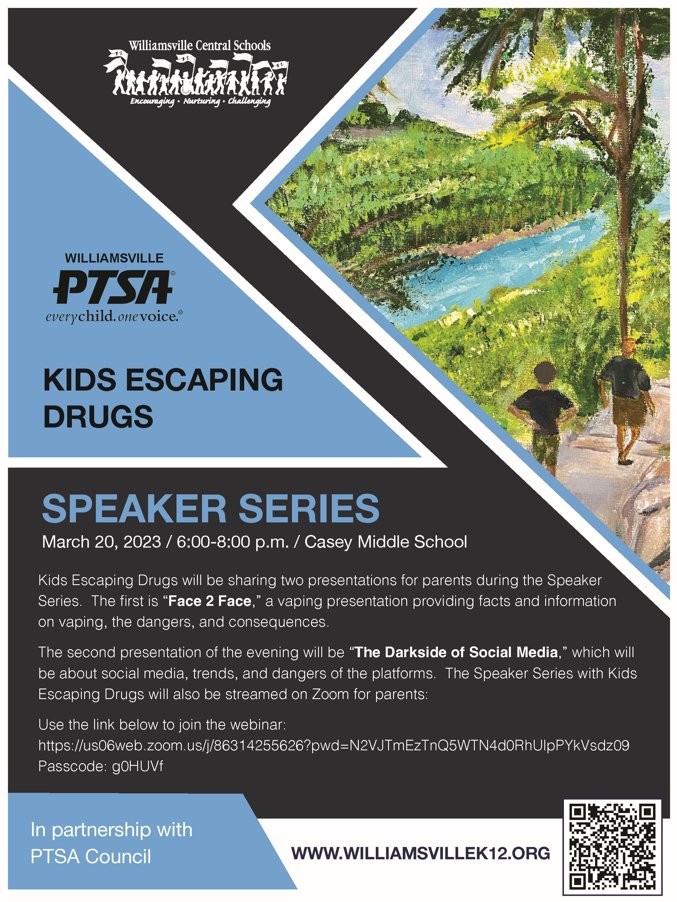 Parents - The next Speaker Series with Kids Escaping Drugs is Monday, March 20th!