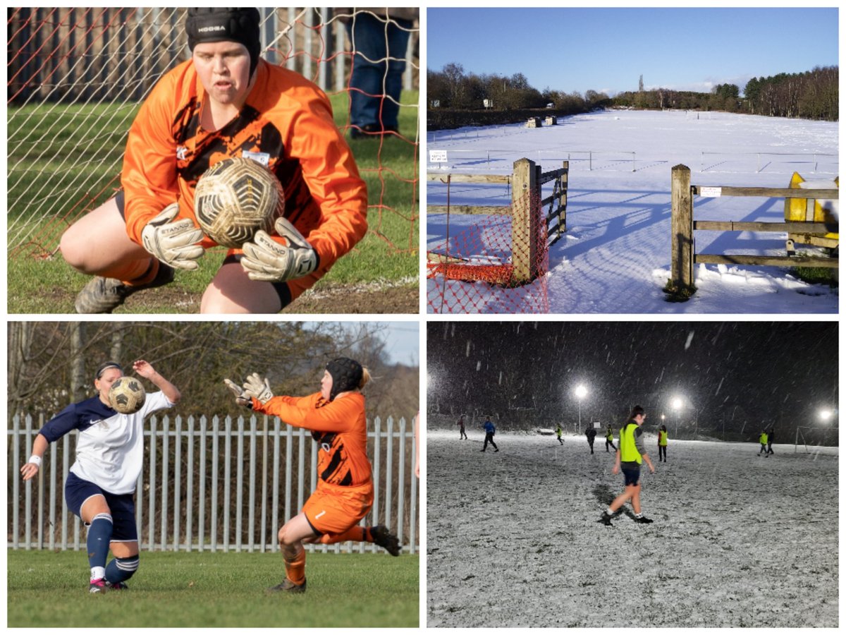 UVFCladies's tweet photo. A snow covered Bracken Park resulted in the game being switched away to the current league leaders. A much improved team performance with the player of the match being awarded to our goalkeeper Chloe. #upthevilla #claretandblue https://t.co/3gVJlv8f57