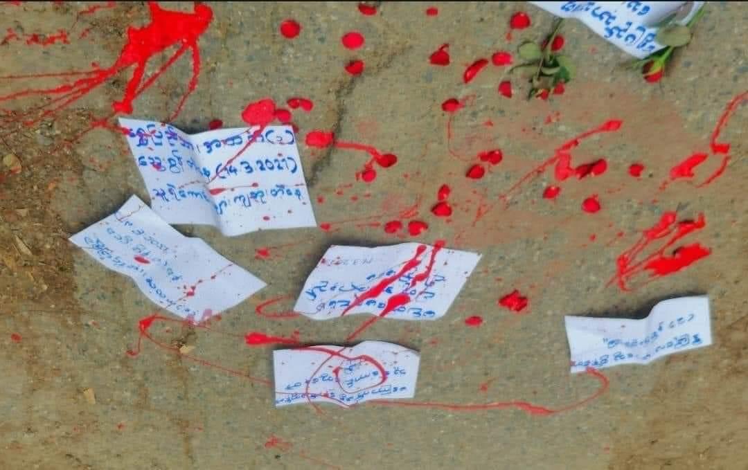 KachinYouth's tweet photo. Marking 2 yr anni of junta's crackdown in front of B.E.H.S (1) in Yangon's #Shwepyithar township, Shwepyithar township students' unions (ABFSU) held an anti-junta movement on March 14, in memory of fallen democracy heroes.
#WarCrimesOfJunta
#2023Mar14Coup
#WhatsHappeningInMyanmar https://t.co/PtFOG2l71o