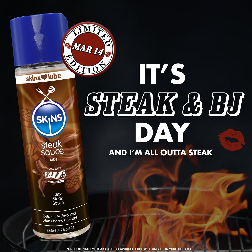 CreativeC_LLC's tweet photo. Happy Steak &amp; BJ Day! 🥩💋 

While steak sauce lube isn’t real, we have some deliciously playful flavoured lubes to make your customers steak &amp; BJ day extra tasty this year.

Which one will you choose? 

[Order yours now https://t.co/2DZZtPnLZN]

#steakandbjday #steakandbj https://t.co/VKdXAPGLQw