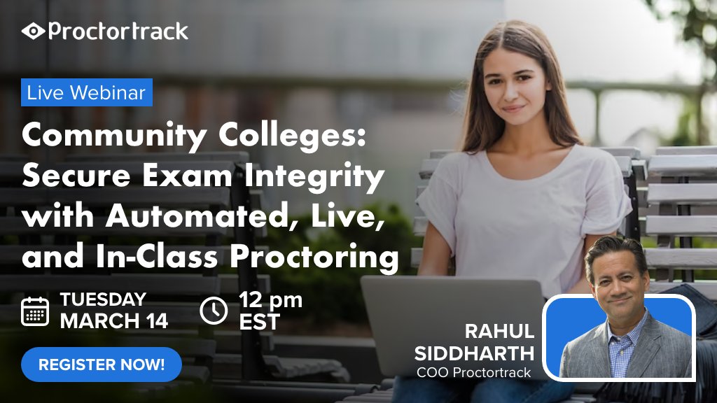 Webinar Today | March 14th #communitycolleges : Secure Exam Integrity with Automated, Live, and In-Class Proctoring.
 ecs.page.link/yXeuP 
#edtech #universities #onlinelearning #onlineexams #proctoronlineexam #secureonlineexam #remoteproctoring #chatgpt #chatbot