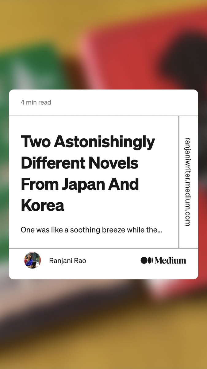 Are you keeping an eye on our book reviews? 👀

Writer ⁦<a href="/ranjaniwriter/">ranjaniwriter</a>⁩ reviews two novels from Japan and Korea and compares their different themes. Read the review 👇 #BookTwitter #books #reading #bookreview
link.medium.com/oCgI8Lp39xb