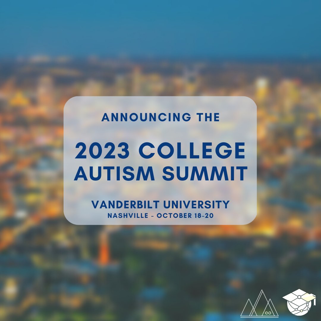 The 2023 College Autism Summit is returning this October! We are grateful to <a href="/FristCenter/">Frist Center for Autism and Innovation</a> at <a href="/VanderbiltU/">Vanderbilt University</a> for hosting #CAS2023. We'll see you there! Tune into CollegeAutismNetwork.org to stay up to date on speakers and schedules!

#ActuallyAutistic #highered #share #autism