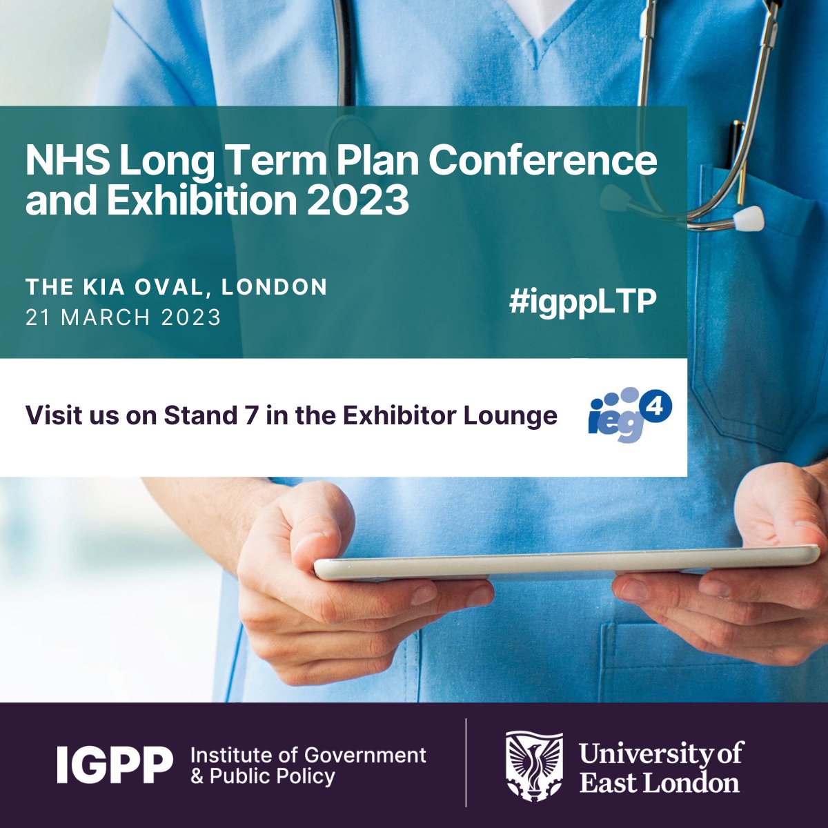 IEG4's tweet image. We will be attending the NHS Long Term Plan Conference &amp;amp; Exhibition at the Kia Oval in London next Tuesday. If visiting, come and visit us on stand 7!