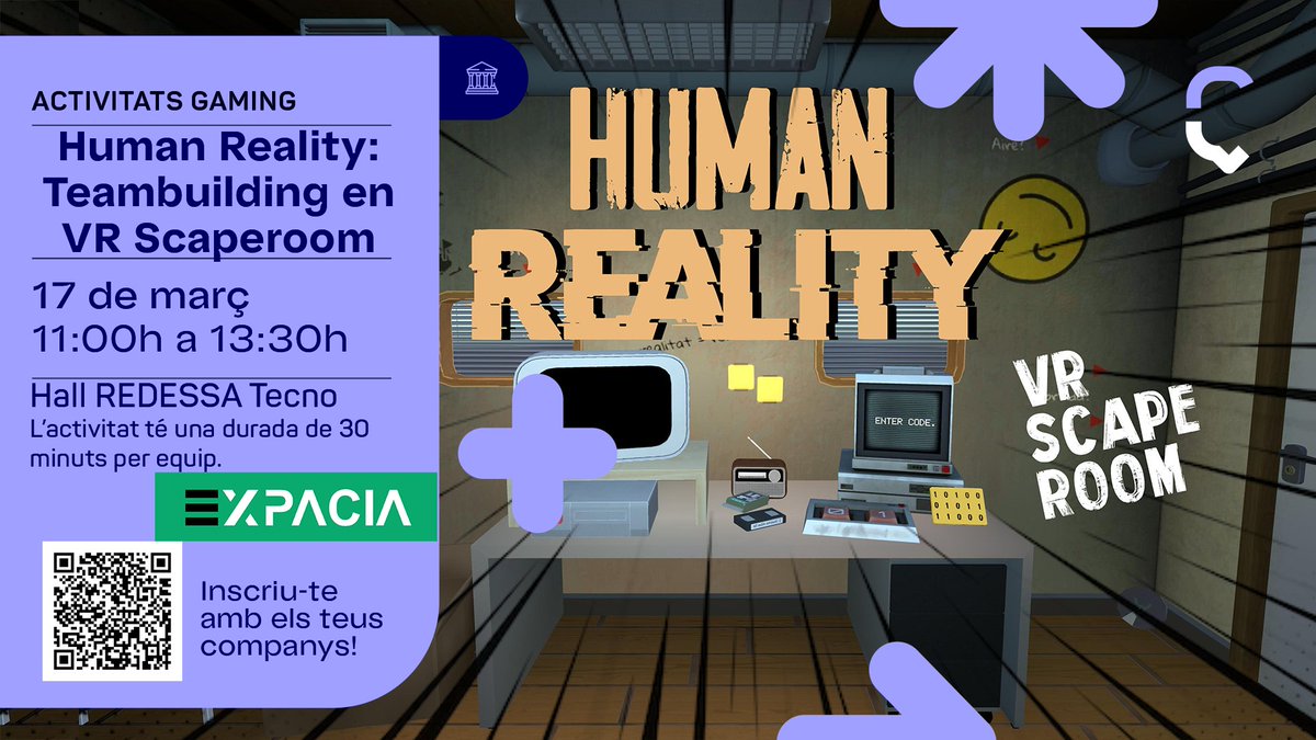 TICSud's tweet photo. 🤖 🕹️El soci del #TICSud #Expacia ha preparat un #Scaperoom en #RV per al personal dels centres d'empresa de @RedessaReus!
Formeu el vostre equip i animeu-vos a participar! 🙌

📆17/3
⏰11-13:30h
📍Hall Redessa Tecno
👉https://t.co/V66QutTREK

#HumanReality #TeamBuilding #Redessa https://t.co/fJ116GGklU