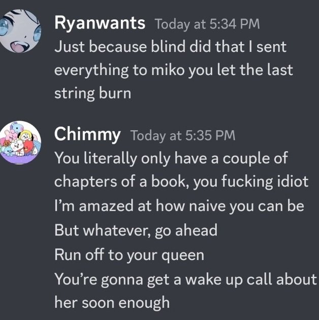 Please read through the original thread about @/Riedal64.

30 people have come forward about everything shes done, and from current screenshots she is blaming me for using my own experience and voice for speaking out against her.