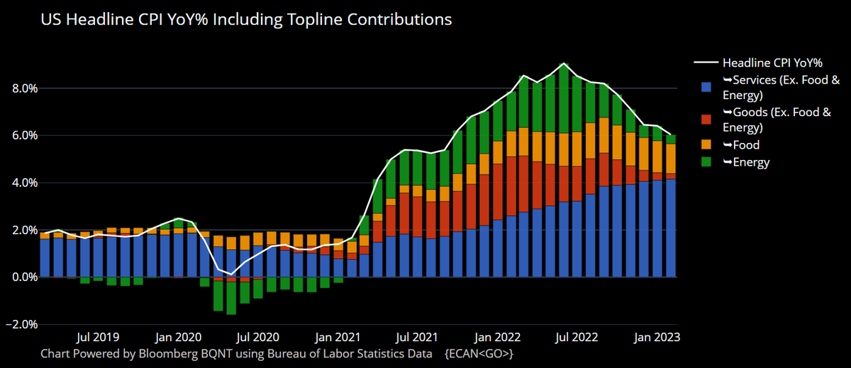 US CPI YoY% Change w/Contributions: