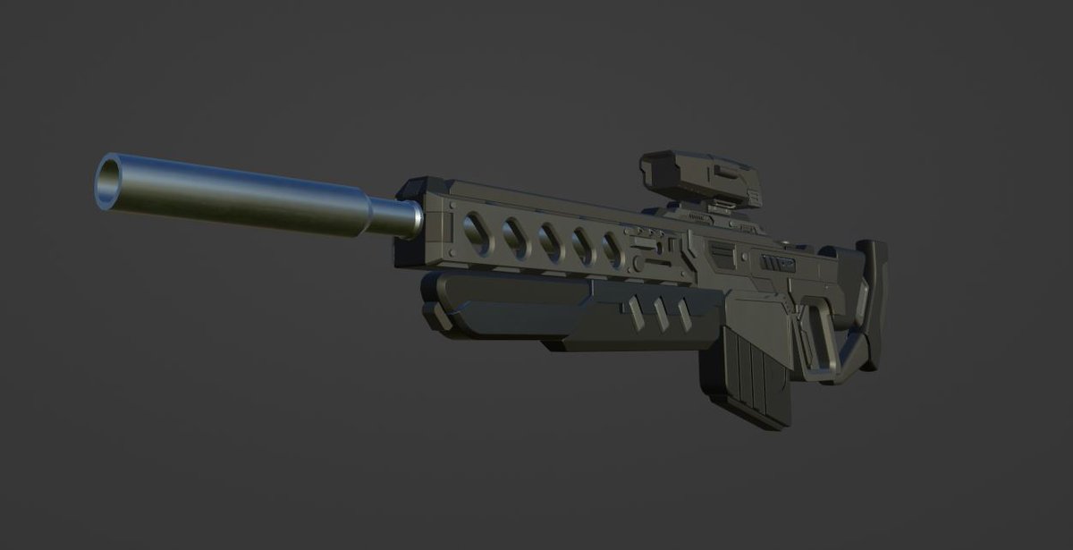 DB_553's tweet image. ベースカラー配色完了～

落ち着いたベーシックな色味もいいなぁ。
後はベイクして新しいベイク設定を試しながら作業です。

設定では、遠中距離狙撃銃だけどパッとみARにしか見えないよぉ。。。

#blender #weapondesign