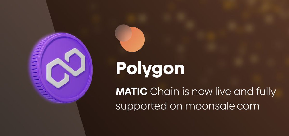 😍Exciting news📢📢📢

🎯MoonSale now supports #Polygon, providing more options for #fair and #transparent #token #launches

🎯Launch with MoonSale.com - #secure #decentralized #fair #launchpad. Test it out. You'll love it🔥
#MoonSale #Ethereum #BNB #Matic #fairlaunch