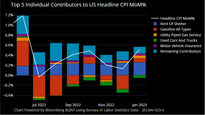 Here 's a breakdown showing shelter was by far the biggest contributor.