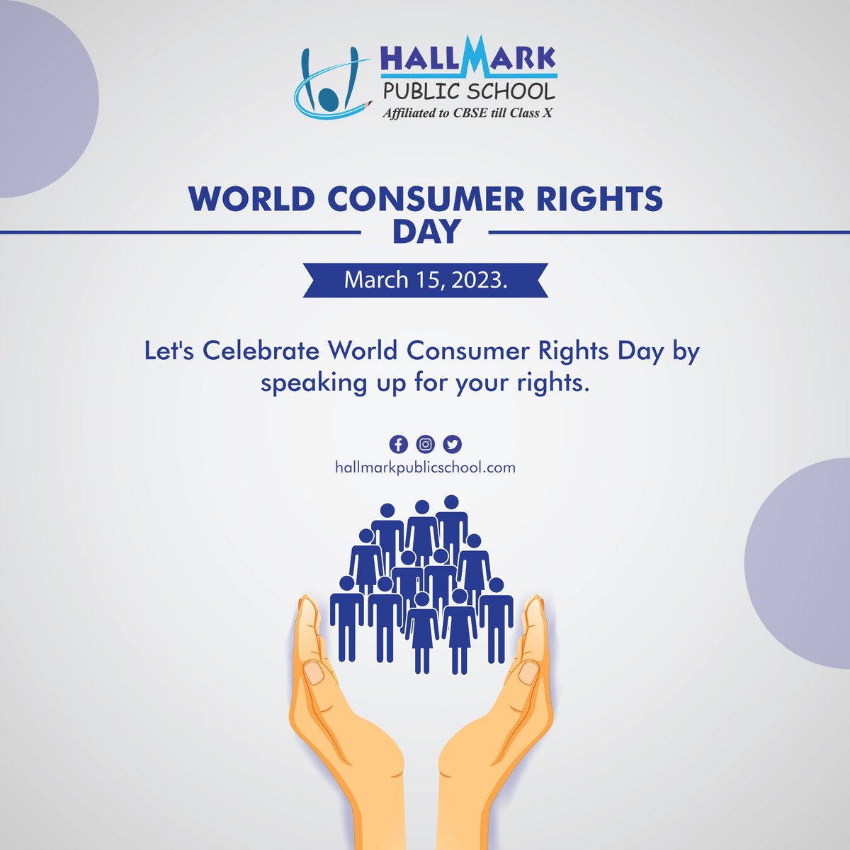 SchoolHallmark's tweet photo. Let's make this World Consumer Rights Day a call for justice and dignity in the marketplace.
Happy World Consumer Rights Day!
#WorldConsumerRightsDay #WCRD2023 #HallmarkPublicSchool #InnovationDestination #Innovation #BeyondEducation #CBSESchoolInPanchkula #Education https://t.co/YRZsswAQyK