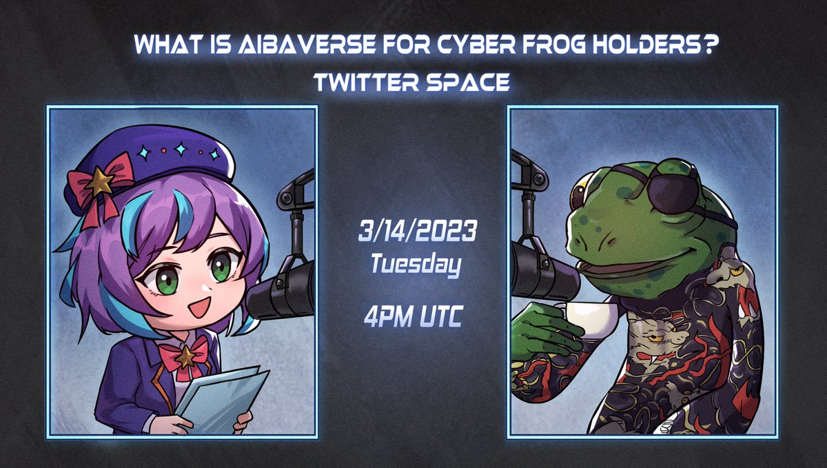 What is Aibaverse for Cyber Frog Holders? 

<a href="/CyberFrogsNFT/">Cyber Frogs (!FF)</a> Holders,  We had fun with the Pixel Frogs we put out awhile ago.

It is time to tune in for what’s installed for the future between Aibaverse and Cyber Frogs!

Space in the comment ⬇️⬇️⬇️