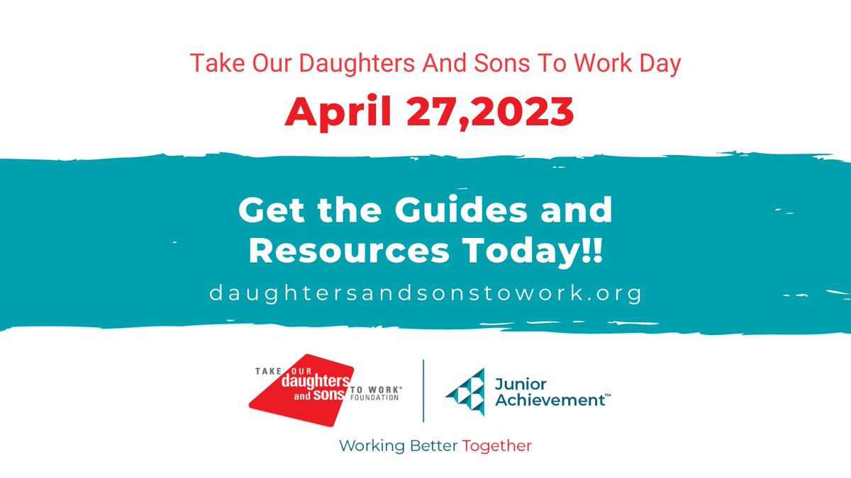 todastw's tweet photo. Take Our Daughters And Sons to Work Day is approaching fast. Check out the guides and resources to help you plan to make the most of the day. Together we can shape the future for a new generation at work!  https://t.co/1z0gcGWcGt https://t.co/1QXNFZf3ie