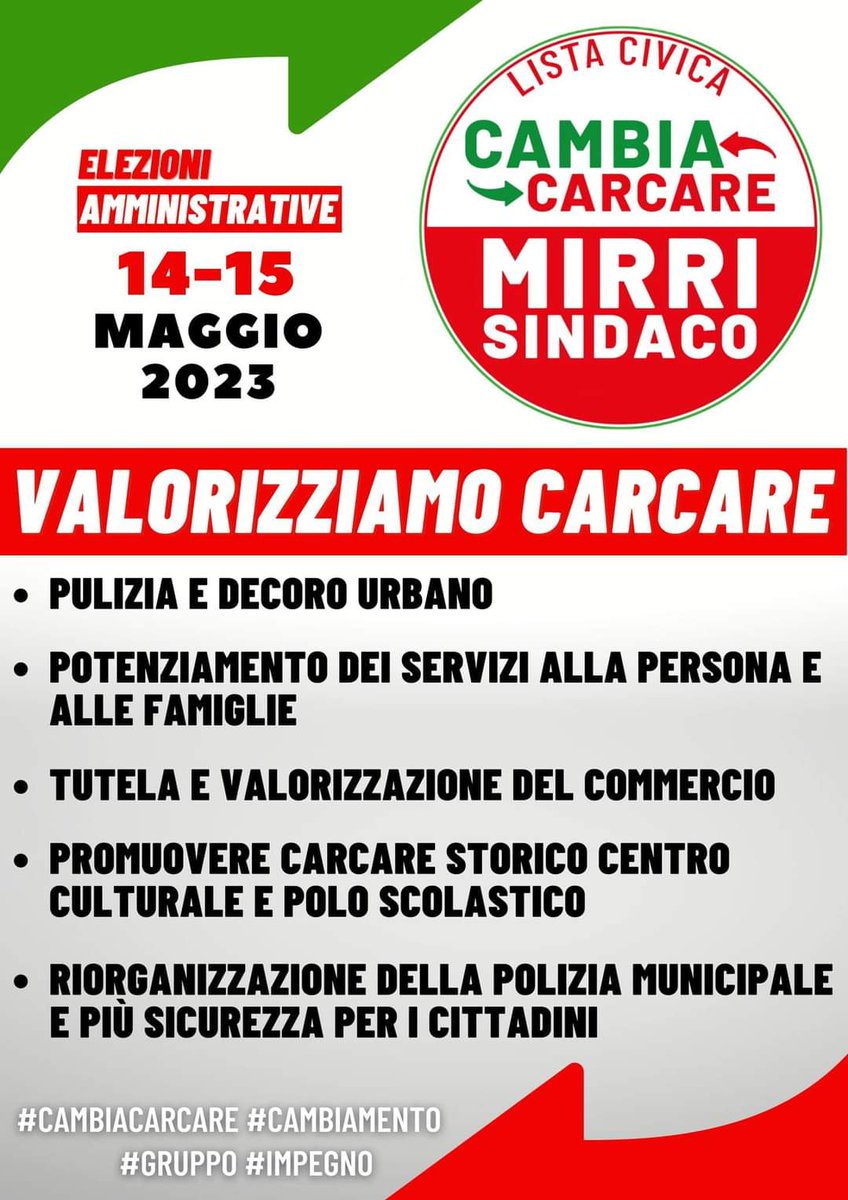 CarcarePd's tweet photo. Valorizziamo Carcare
Alcuni punti per NOI indispensabili
Cambiare, il nostro obiettivo! 🍀🤍❤️ #cambiacarcare #cambiamento #comunità #impegno #gruppo #insieme #mirrisindaco https://t.co/JP12TrmgME