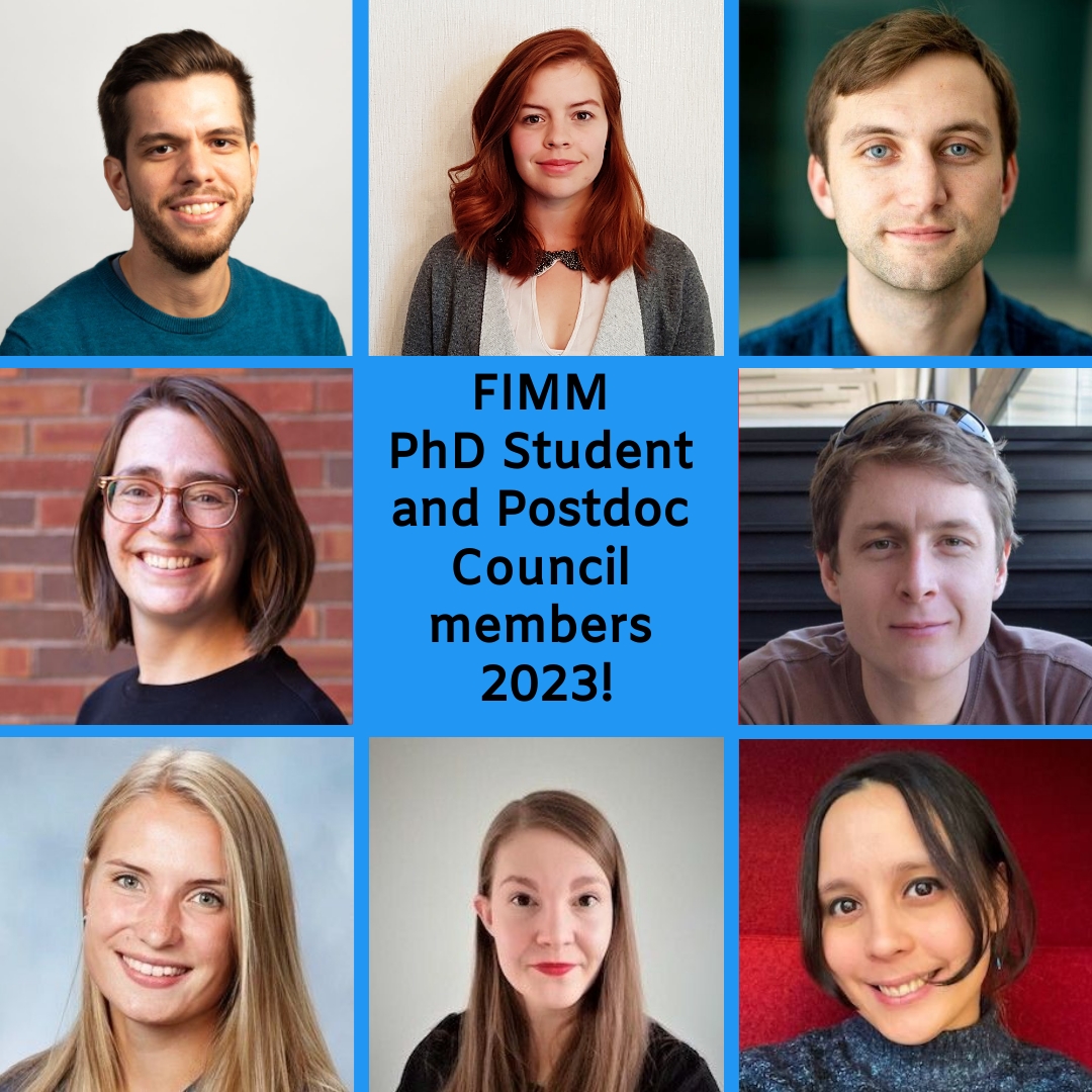 Our Student and Postdoc Council is an independent body that provides the junior scientist community of FIMM a framework to organise and offer events, as well as the autonomy to explore and develop new ideas supporting research training. 
Warm welcome to the 2023 council members!