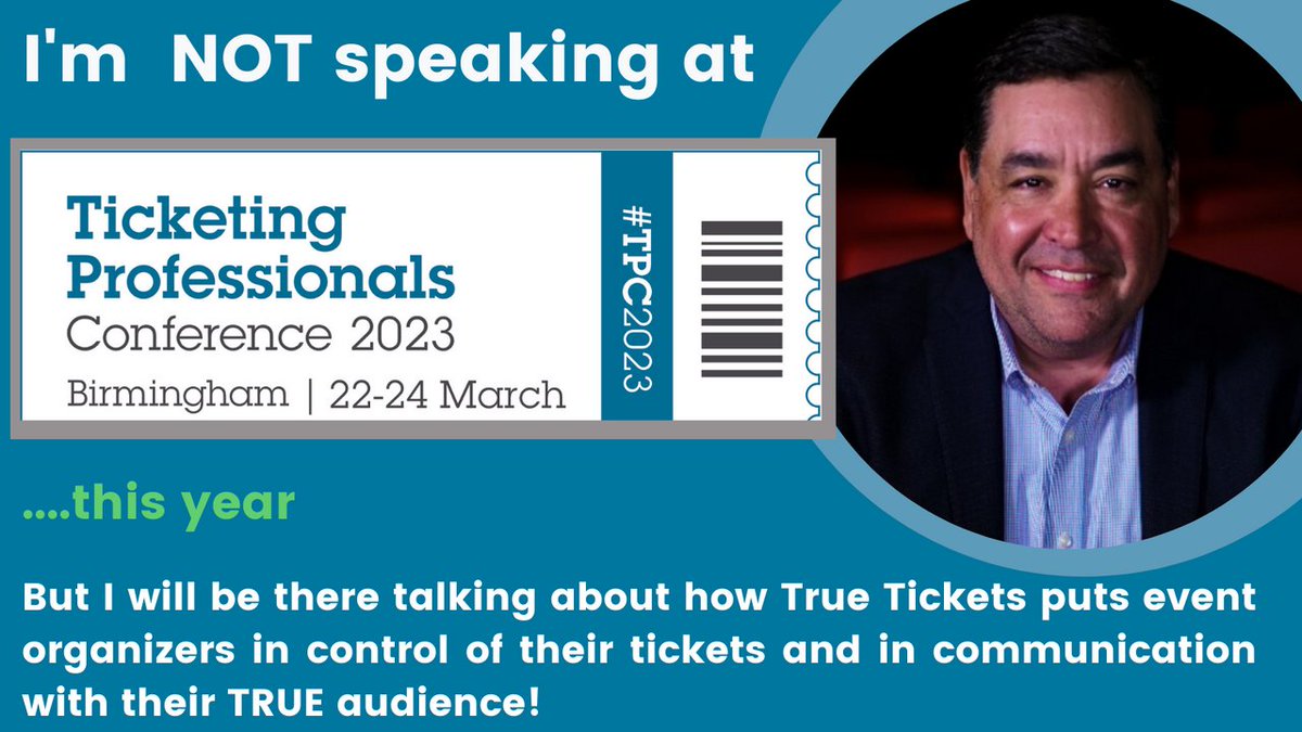 true_tkts's tweet photo. If you are looking to gain more control over your tickets and communicate with your true audience, Ken Lesnik @MagikratNY, our Head of Business Development, would love to talk with you.
See you there! π
#TicketingProfessionalsConference #Tickets https://t.co/jHoFvLtfvO