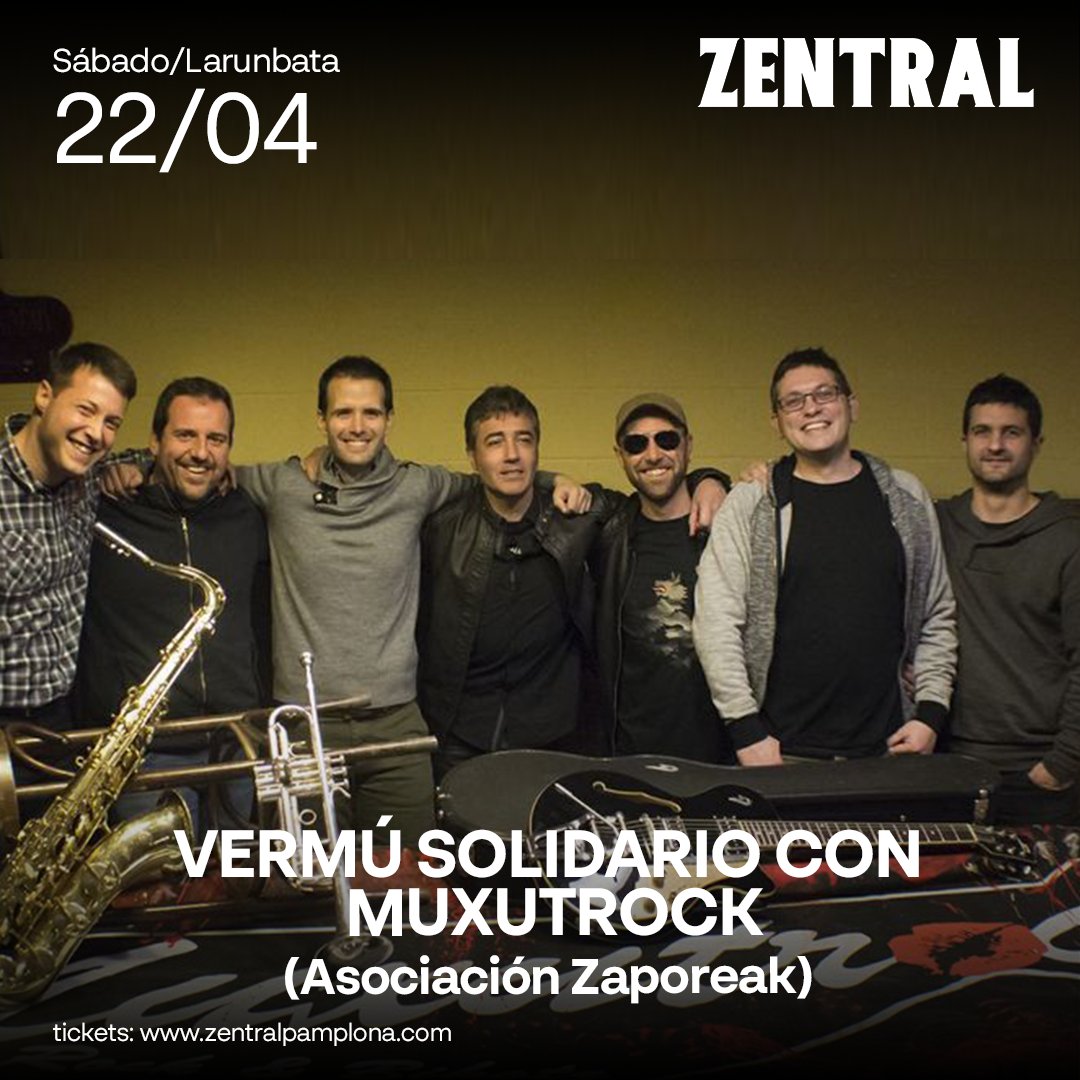 @zaporeak_proiektua a, junto a @muxutrock Rock &amp; Bihotz ha organizado un Concierto – Vermú solidario a favor de las personas refugiadas en la isla de Lesbos.

📆 Sábado 22 de abril
🚪Apertura de puertas 12:00h
🕕 Inicio 12:30h
📍Sala principal Zentral

🎟️ Entrada gratuita