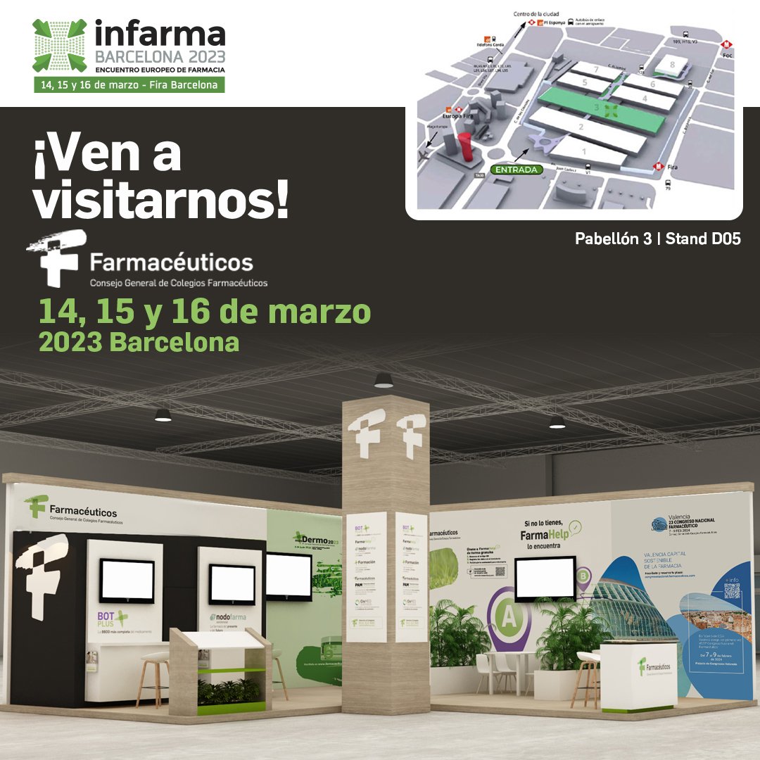 JuanP_Risquez's tweet photo. Hoy estamos por #Infarma2023 y os esperamos en el stand de @Farmaceuticos_ donde podrás conocer todos los proyectos del Consejo General de primera mano
#FarmaHelp #CISMED #FarmaciaAsistencial #BOTPLUS #FarmacéuticosFormación #FarmacéuticosyODS #TuFarmacéuticoInforma #MasDermo https://t.co/jjJfzrD0QL