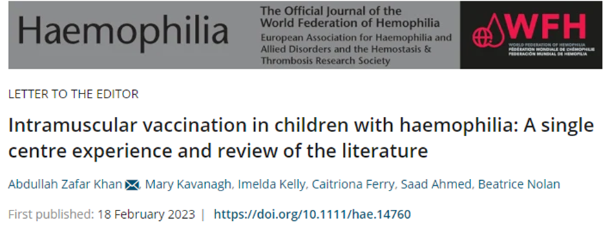 Abdullah attended ward rounds , clinics , multidisciplinary meetings and also did a research project on intramuscular vaccination with his findings published in Haemophilia. The NHC is now accepting applications for the 2023 bursary.