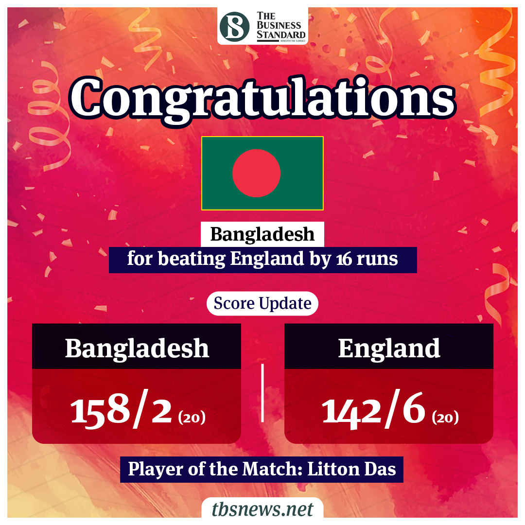 tbsnewsbd's tweet photo. World champions #Banglawashed as Tigers win third T20I by 16 runs

Read more: https://t.co/bvAyOU9ahx

#T20Cricket  #BDvsENG #BangladeshCricketTeam #EnglandCricketTeam #sportsnews #Banglawash https://t.co/4njui3vs2r