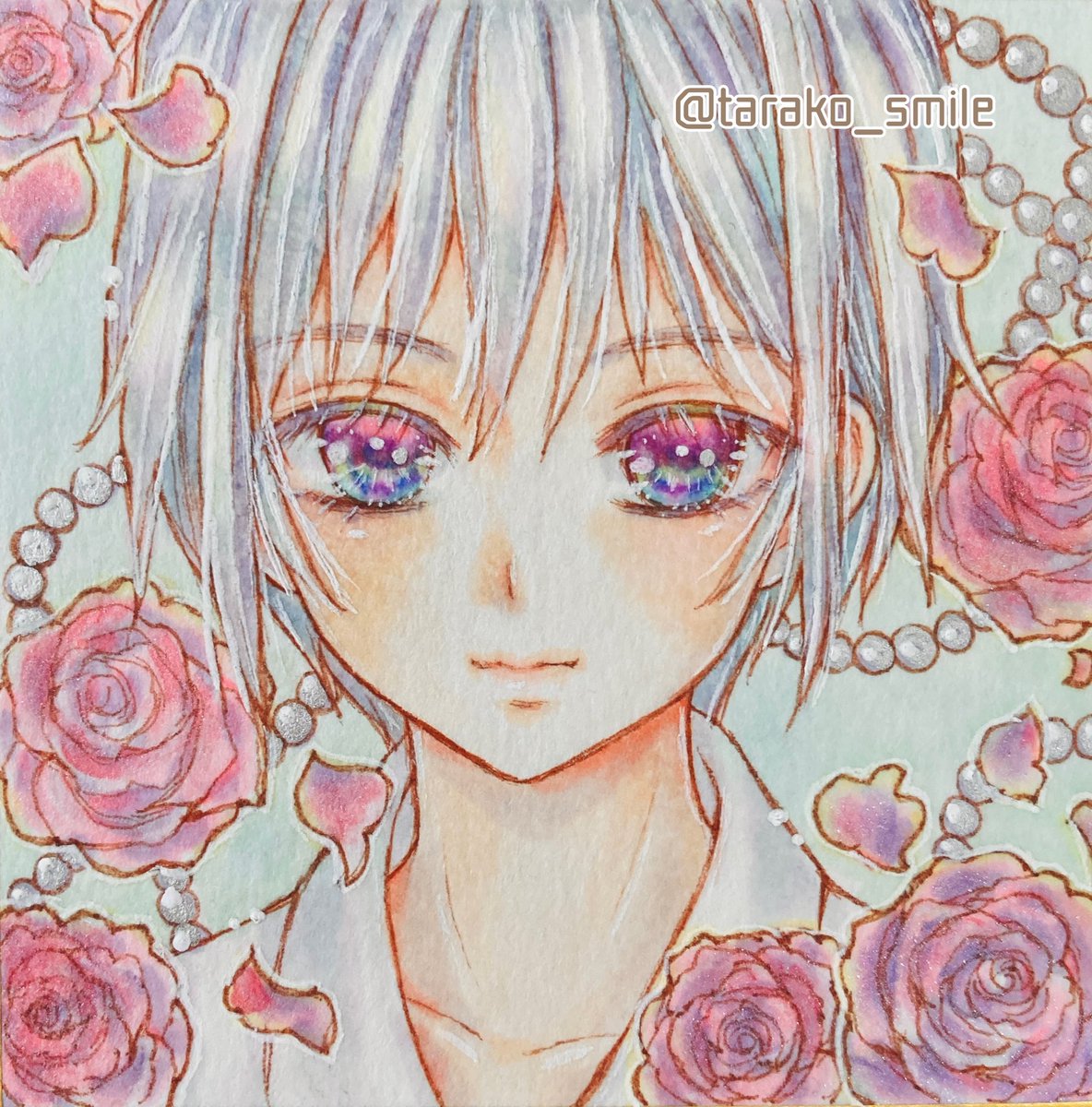 1boy male focus solo japanese clothes traditional media blue eyes white hair  illustration images