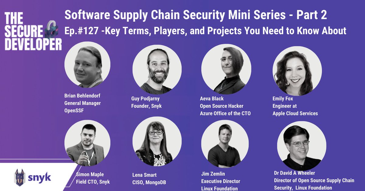 aiseceng's tweet photo. Heard the newest #TheSecureDev🔒series on software supply chain yet?
Part 2 of the series features a discussion on software supply chain sec w/ @brianbehlendorf @guypod @sjmaple @aevavoom @TheMoxieFox Lena Smart @jzemlin & @drdavidawheeler!
ep 127: https://t.co/0oQS4MGEAr https://t.co/CVZsUviq4x