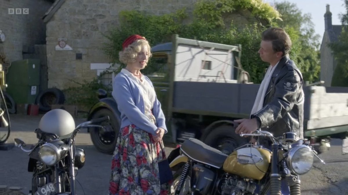 Ryan_Mann93's tweet photo. @BlakleyClaudie and I in serious Motorcycle talk on #fatherbrown @BBC #bbccasting #casting #TV #acting #actor #castingdirector https://t.co/uqx3B2biGA