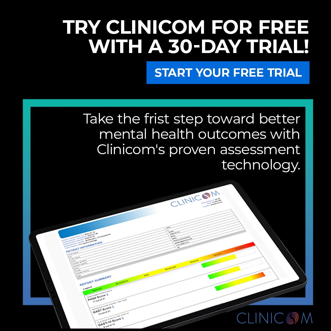 Maximize the impact of your mental health practice with Clinicom's intuitive platform. Try it free for 30 days at clinicom.com/freetrial and see how we can transform the way you deliver care.