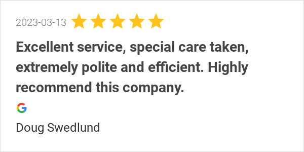 New 5.0-star Review: "Excellent service, special care taken, extremely polite and efficient. Highly recommend...
