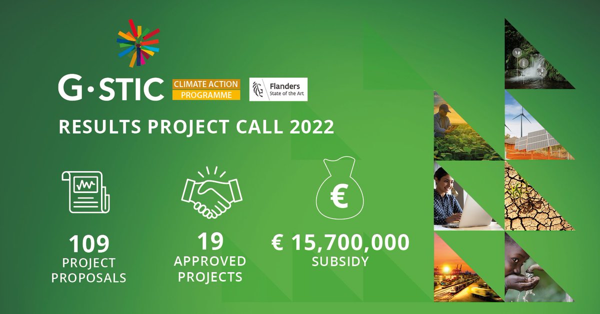 We’re excited to reveal the laureates of the second call of the G-STIC #ClimateAction Programme! 19 projects will receive a total of 15.7 million EUR in subsidies to support developing countries in their fight against #ClimateChange. 👉Discover more: climate-action-programme.be/projects2022/